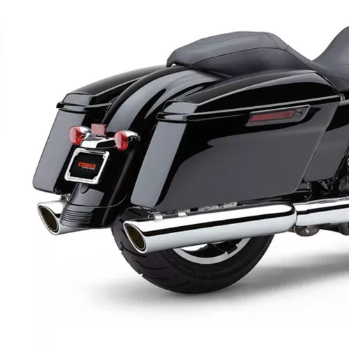 Cobra 4" 909-Twin Mufflers for 2017-2022 Harley Touring - Chrome