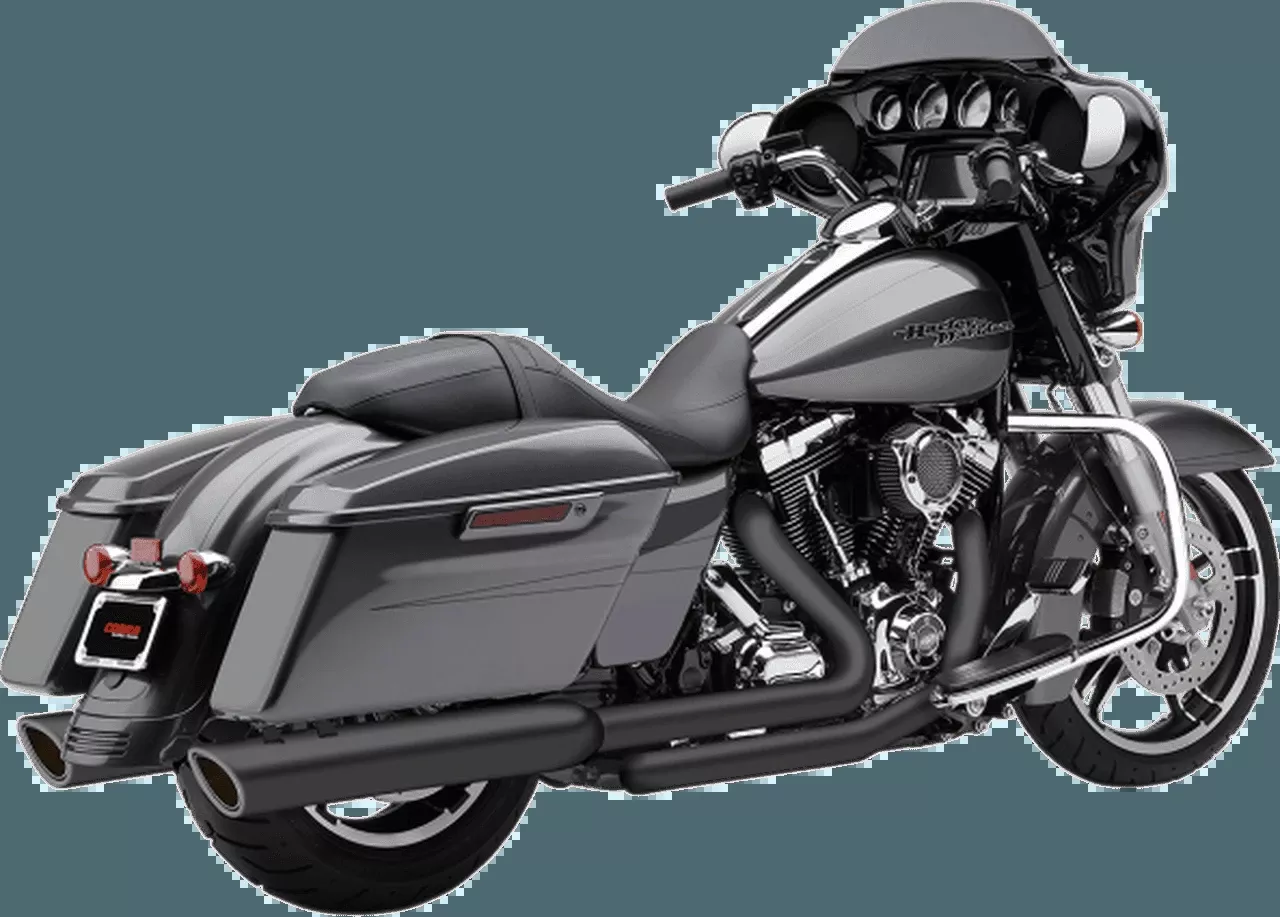 Cobra 4-inch 909 Twin Slip-On Mufflers for '17-Up Harley Davidson Touring Models - Raven Black
