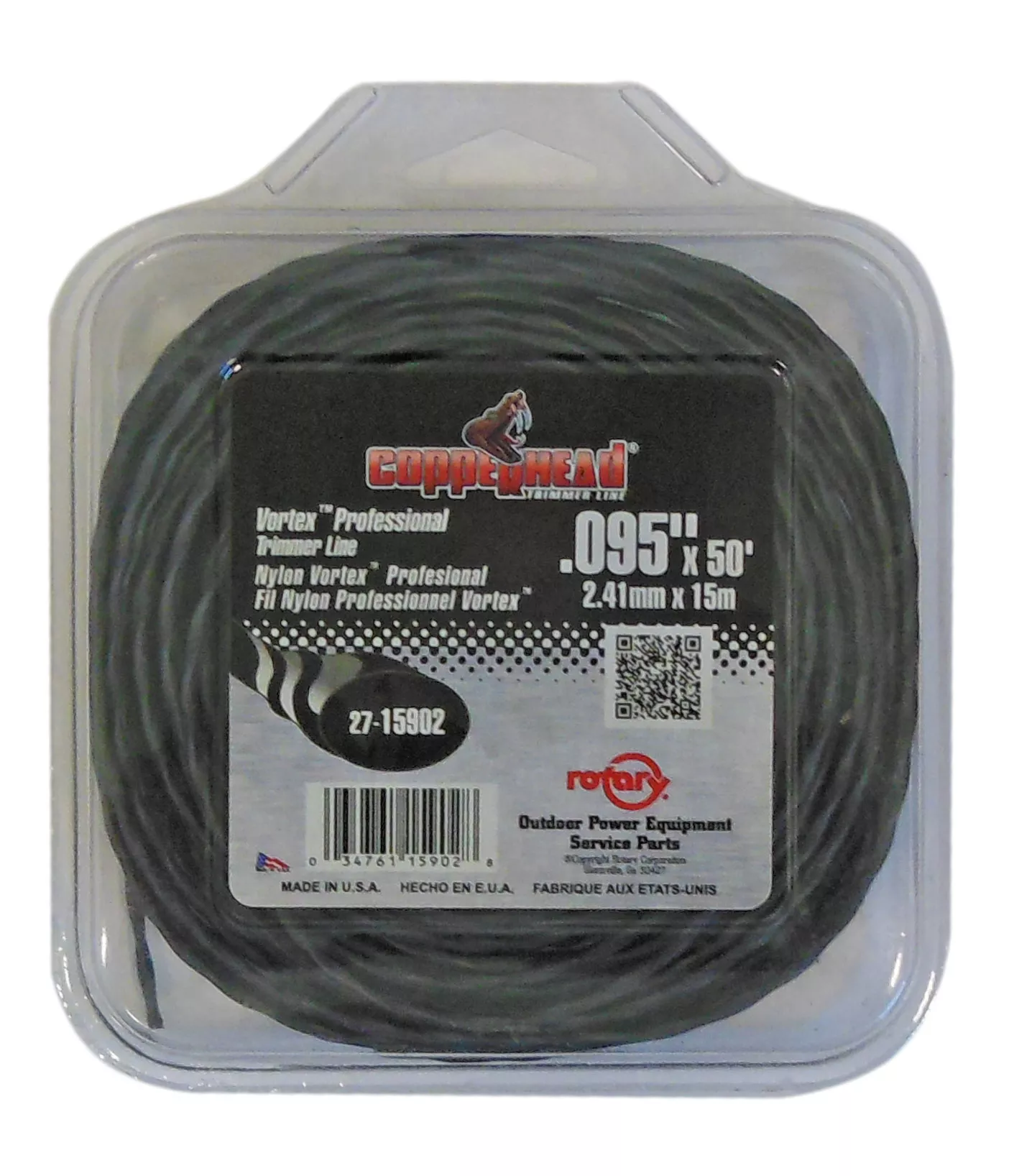Copperhead Trimmer Line (.095 x 50') Black Vortex Professional