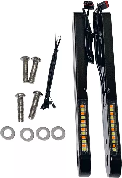 Custom Dynamics Black ProBEAM Dynamic Strips V2 Front Turn Signals Harley FLHT 14-22