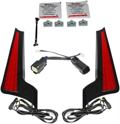 Custom Dynamics Black Red Lens Fender Fillerz Fascia Panel Harley FLH/T 14-Up