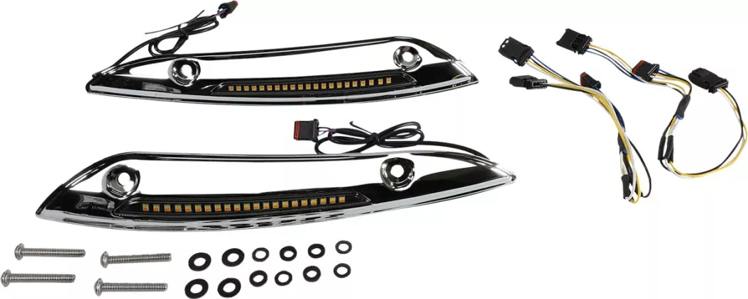 Custom Dynamics Chrome Sequential LED Windshield Trim Harley Road Glide 15-23