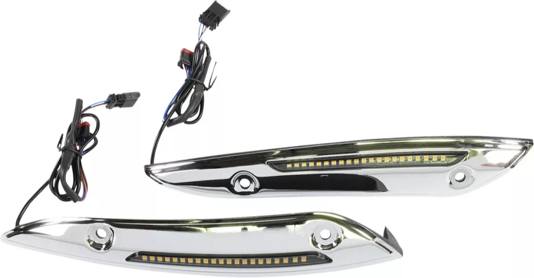 Custom Dynamics Chrome Windshield LED Trim Turn Signals Harley Road Glide 15-23