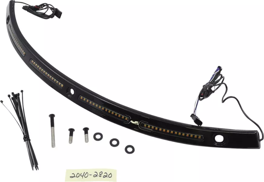 Custom Dynamics Genesis 4 Smoke LED Windshield Black Trim Harley Batwing 06-13
