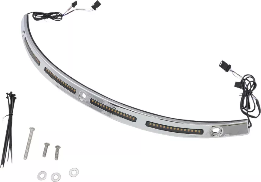 Custom Dynamics Genesis 4 Smoke LED Windshield Chrome Trim Harley Batwing 14-Up