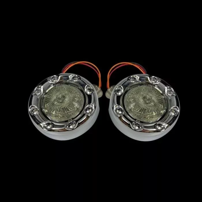 Custom Dynamics ProBeam Chrome Bullet Ringz Amber White LED Front Turn Signals 57