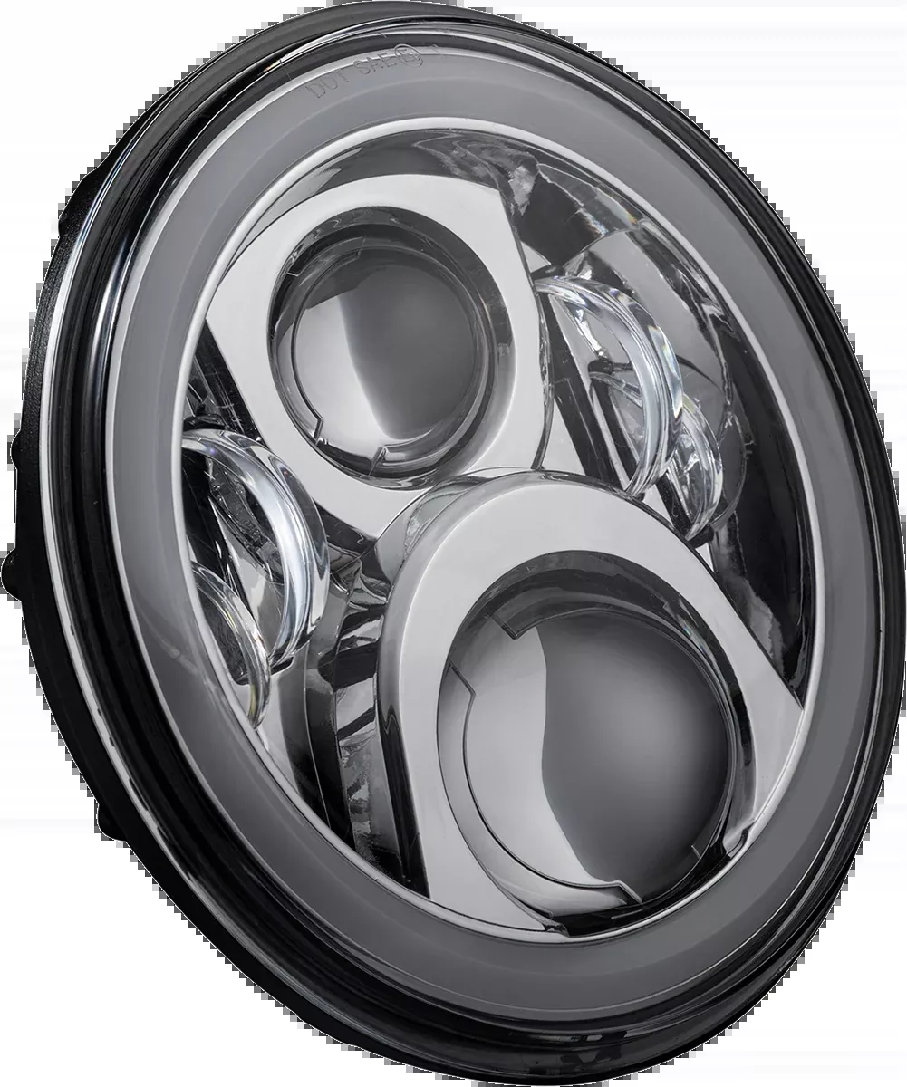 Custom Dynamics ProGLOW™ 7″ Headlamp – with Mounting Ring – Chrome – PG-7-13-C