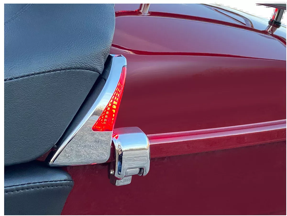 Custom Dynamics Sequential Tour Pak Seat Back Rest LED Lights - Chrome/Red - CVO - CD-TPBR-14BCMRC