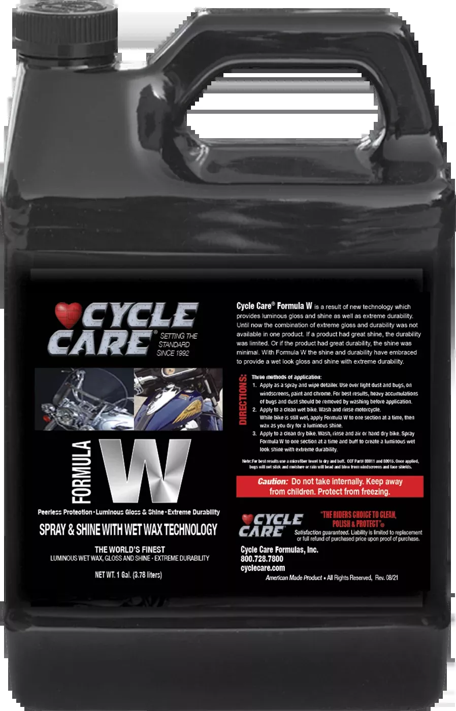 Cycle Care 1 Gal Formula W Motorcycle Wet Liquid Wax Cleaner Polish Bottle