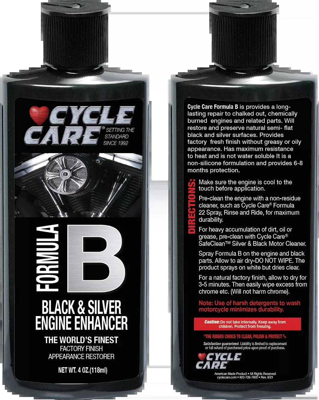 Cycle Care 4oz Formula B Motorcycle Black & Silver Engine Enhancer Restorer