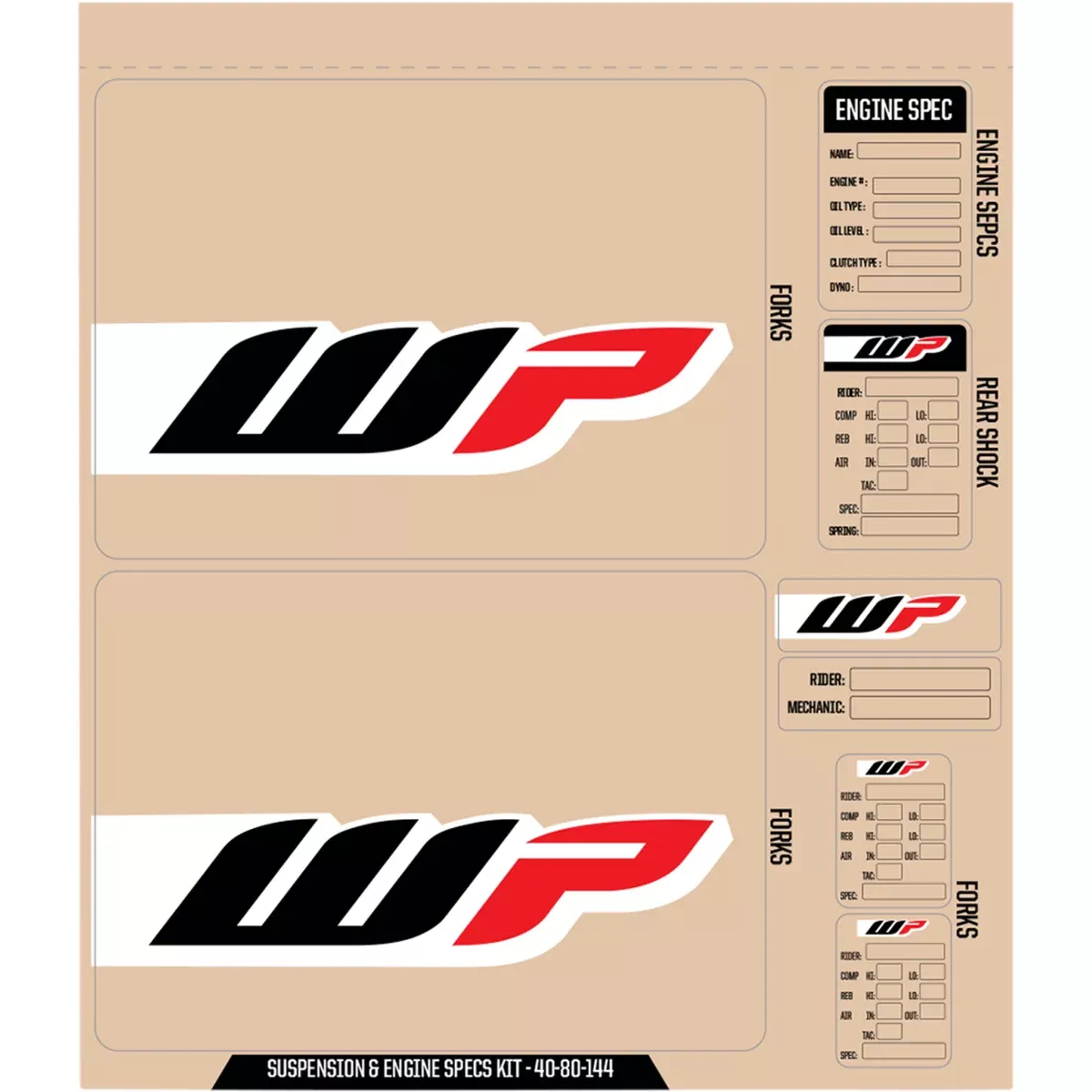D'COR VISUALS 4320-2448 40-80-144 Suspension and Specs Graphic Kit WP Decal Kit - Black