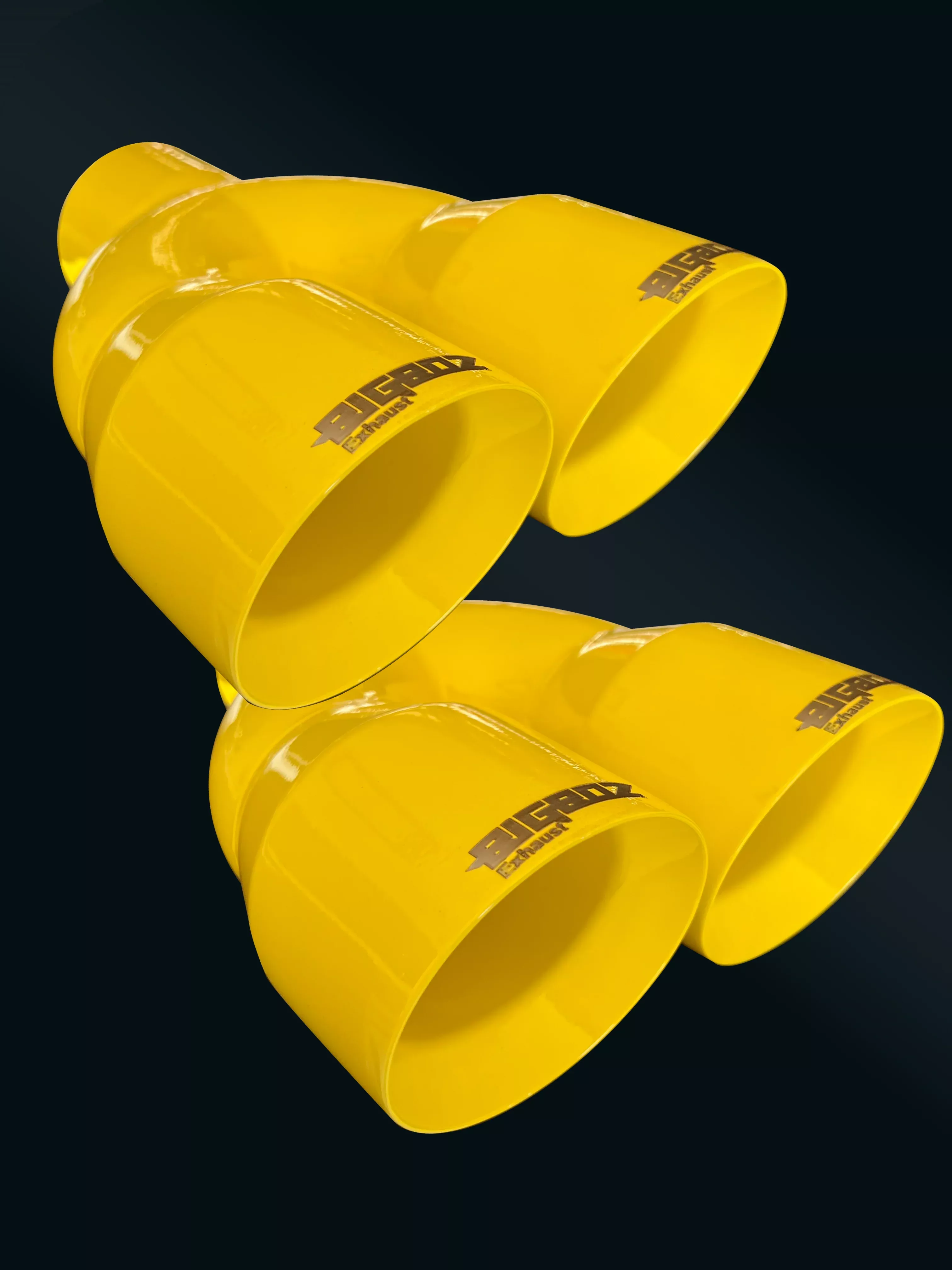 DODGE CHALLENGER 4" OUTLET QUAD TIPS SET GLOSS YELLOW