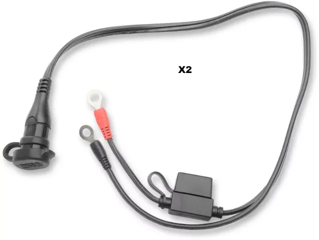 Drag Specialties 2x Universal Motorcycle Batter Tender Eyelet Cable Pigtail