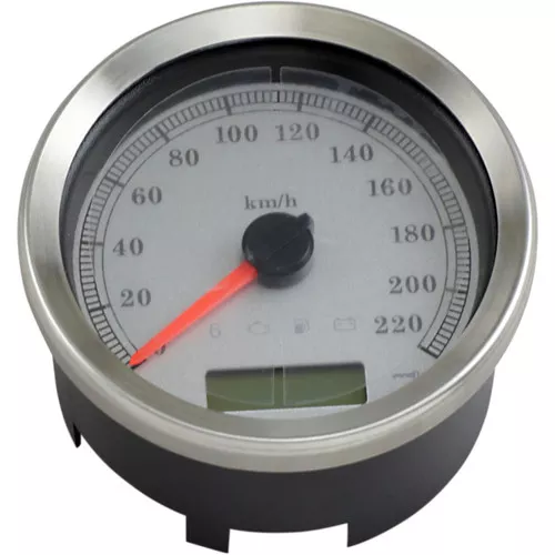 Drag Specialties 4" Programmable Electronic KM/H Speedometer for Harley - White Face