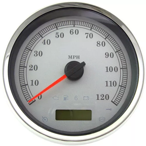 Drag Specialties 5" Programmable Electronic MPH Speedometer for Harley - White Face