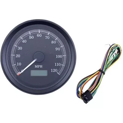 Drag Specialties Black 3-3/8" Programmable Electronic Speedometer 120 MPH Harley