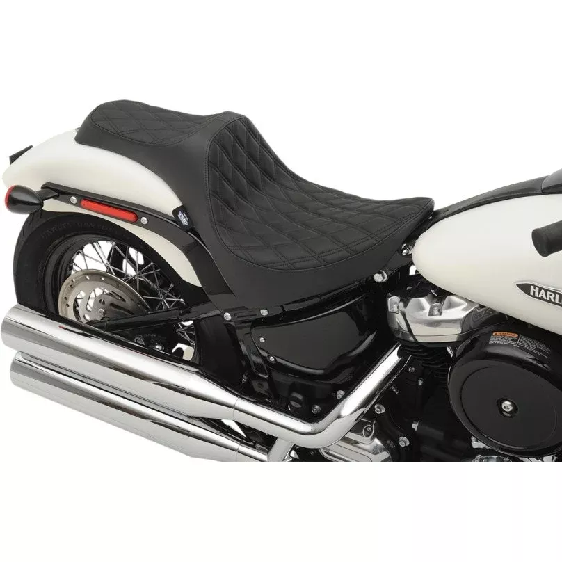 Drag Specialties Black Double Diamond Predator 3 Seat Saddle 18-23 Harley Softail