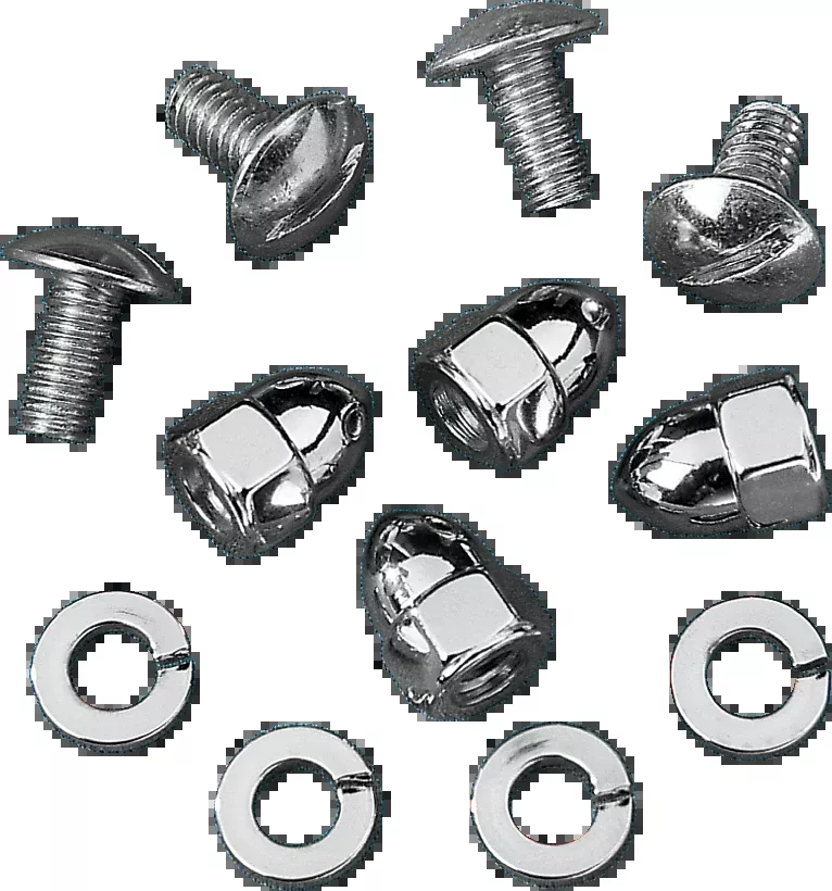 Drag Specialties Chrome 4 Pack Acorn License Plate Nut Set for Harley Davidson