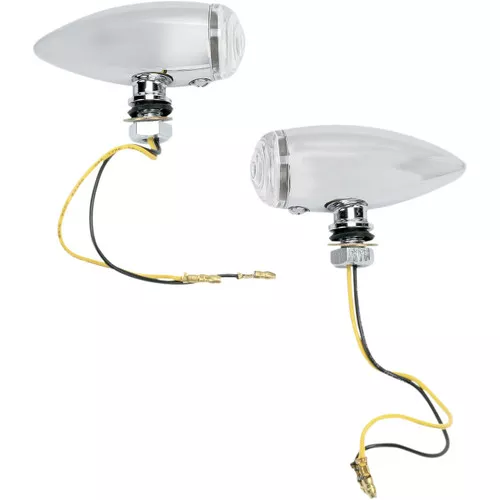 Drag Specialties Chrome Bullet Marker Lights Clear Lens/Amber LED (7805-2068)