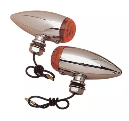 Drag Specialties Chrome Marker Lights w/Amber Lens (DS-282040)