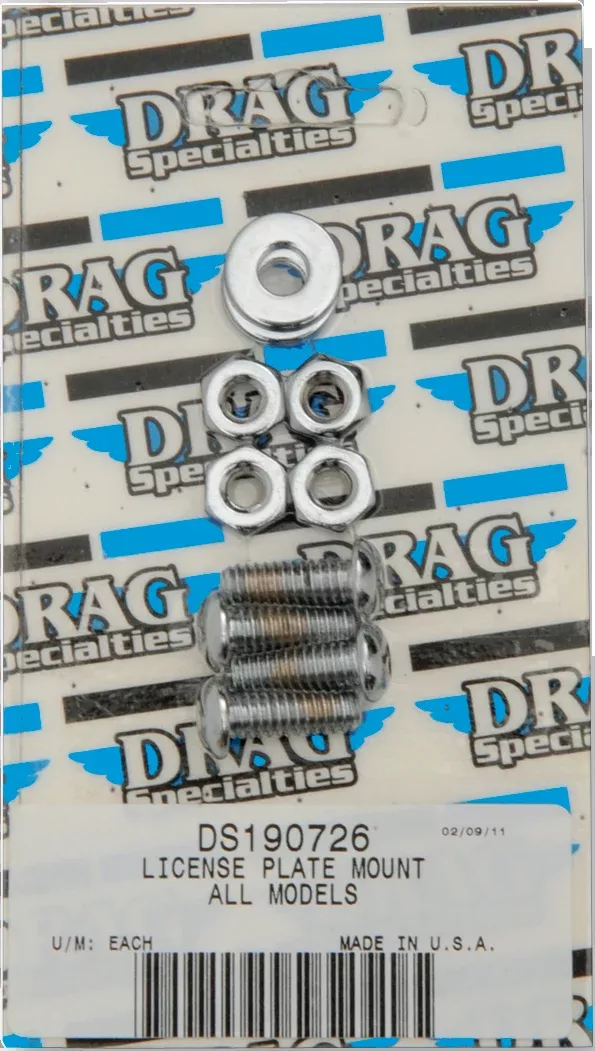 Drag Specialties Chrome Rear Motorcycle License Plate Bolt Mount Set Harley
