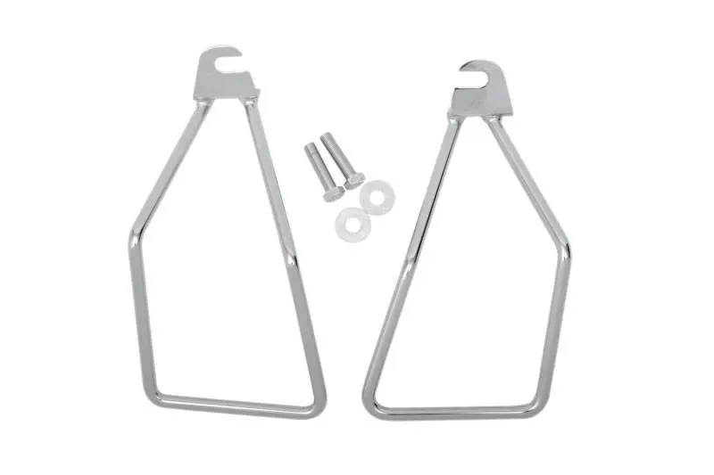 Drag Specialties Chrome Saddlebag Support Brackets for '00-Up FXST/FLST Models (ex. FXSTD, FXSTC '07-Up FLSTF) Single-bolt Mount