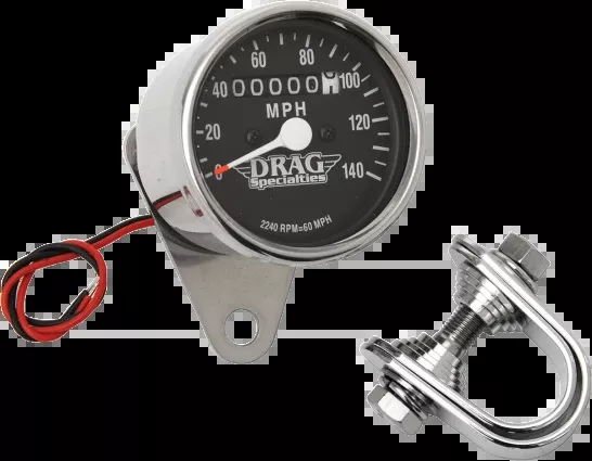 Drag Specialties Chrome Small 2.4" Mechanical Speedometer fits Harley Davidson