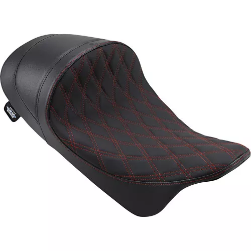 Drag Specialties EZ-On Low Profile Forward Positioning Solo Seat for 2008-2023 Harley Touring - Black Double Diamond