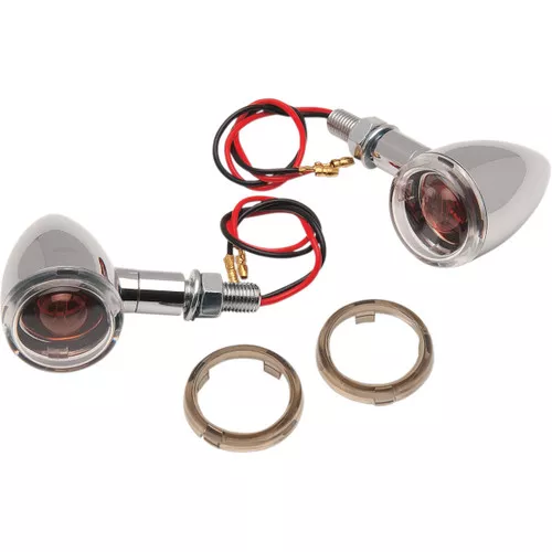 Drag Specialties Mini Deuce Stud Chrome Marker Lights w/Clear Lens (2040-0277)