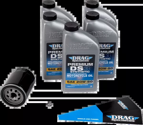 Drag Specialties Oil Full Synthetic Oil Change Kit – 20W50 – M8 – Black Filter