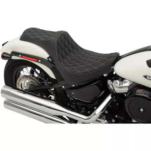 Drag Specialties Predator III Seat for 2018-2024 Harley Softail* - Double Diamond Silver