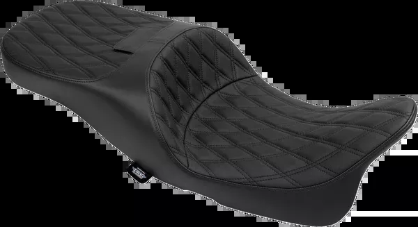 Drag Specialties Seats Extended Reach Freedom Seat – Vinyl – Double Diamond – Black Stitch – FLT/FLH ’09-’25