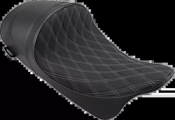 Drag Specialties Seats Forward Low Solo Seat – Diamond – Silver Stitched – FL ’08-’23