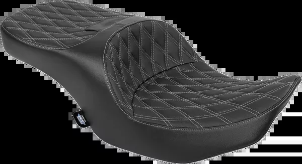Drag Specialties Seats Forward Position Freedom Seat – Vinyl – Silver Double Diamond Stitch – FLH/FLT ’23-’25