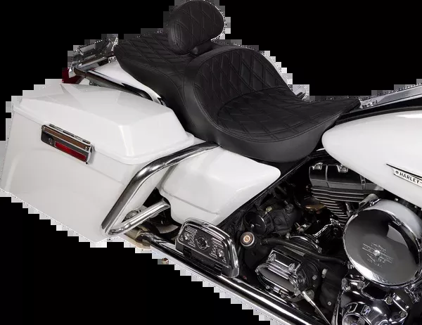 Drag Specialties Seats Freedom Seat – Vinyl – Double Diamond Black Stitch – FLH ’97-’07