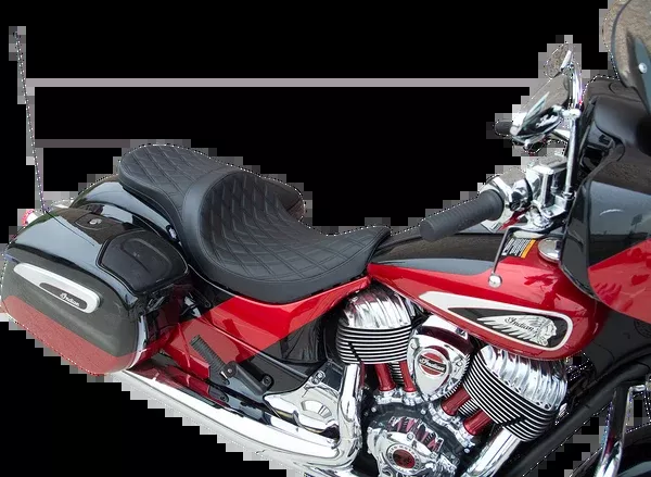 Drag Specialties Seats Low Profile Touring Seat – Double Diamond W/ Black Stitching – Indian ’14-’22