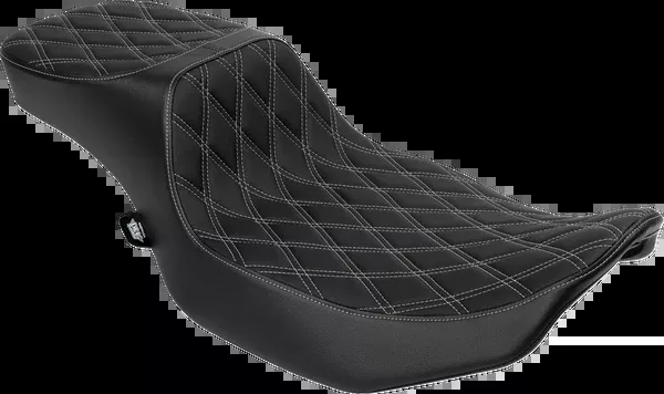 Drag Specialties Seats Performance Predator 2-Up Seat – Extended Reach – Vinyl – Silver Double Diamond Stitch