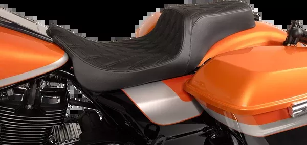 Drag Specialties Seats Predator 1Up Seat – Vinyl – Double Diamond Black Stitch – FLH ’08-’23