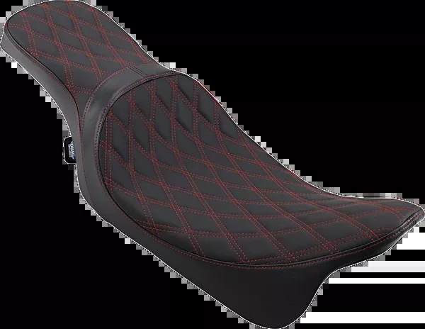Drag Specialties Seats Predator 2-Up Seat – Double Diamond – Red Stitching – FL ’08-’23