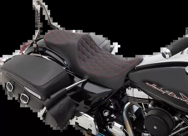 Drag Specialties Seats Predator III 2-Up Seat - Double Diamond - Red Thread - FL '08-'23