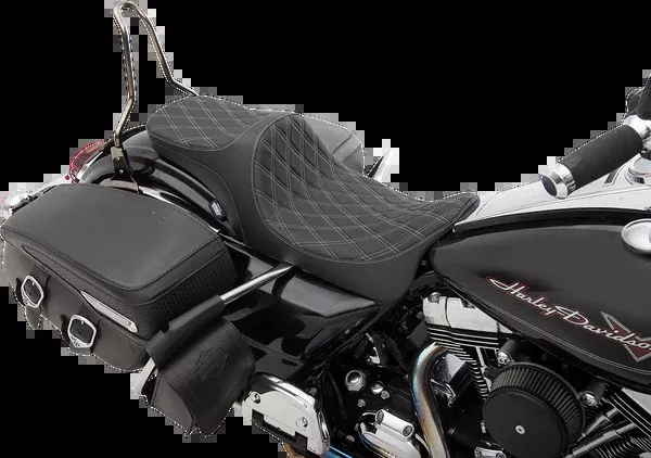 Drag Specialties Seats Predator III 2-Up Seat - Double Diamond - Silver Thread - FL '08-'23