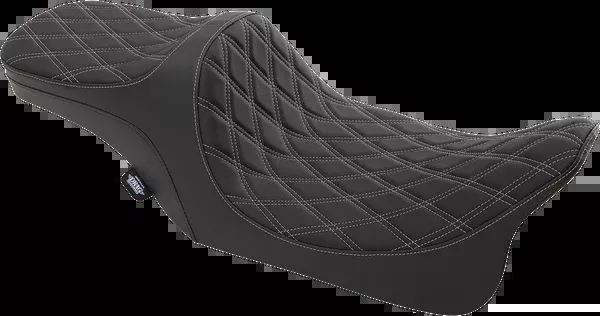 Drag Specialties Seats Predator III 2-Up Seat – Double Diamond – Silver Thread – FL ’99-’07