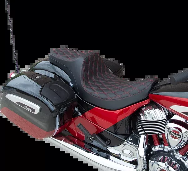 Drag Specialties Seats Predator III Seat – Double Diamond – Red Stitching – Vinyl – Indian ’14-’22