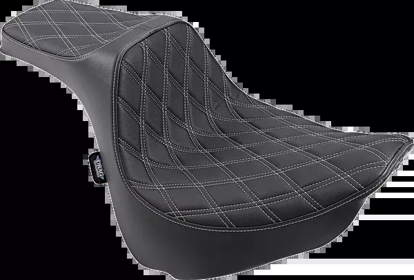 Drag Specialties Seats Predator III Seat – Double Diamond – Silver Stitched – FXFB/S ’18-’23