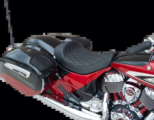 Drag Specialties Seats Solo Seat - Double Diamond - Black Stitching - Indian '14-22