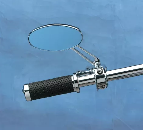 Drag Specialties Single Chrome Blue Sapphire Oval Stealth Mirror W/Stem Harley