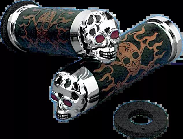 Drag Specialties Skull Hand Grips fits 1980-2022 Harley Touring Dyna Softail XL