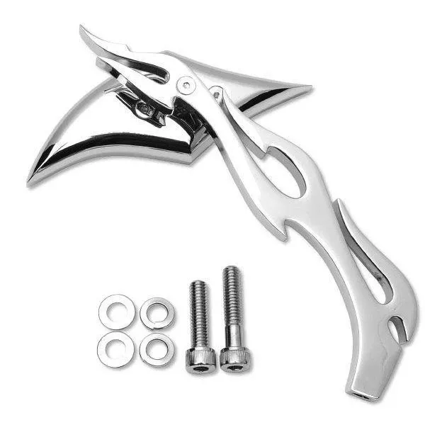 Drag Specialties Touring Gothic Mirror -Left Side, Sculptured Flame Stem -Chrome (Each)