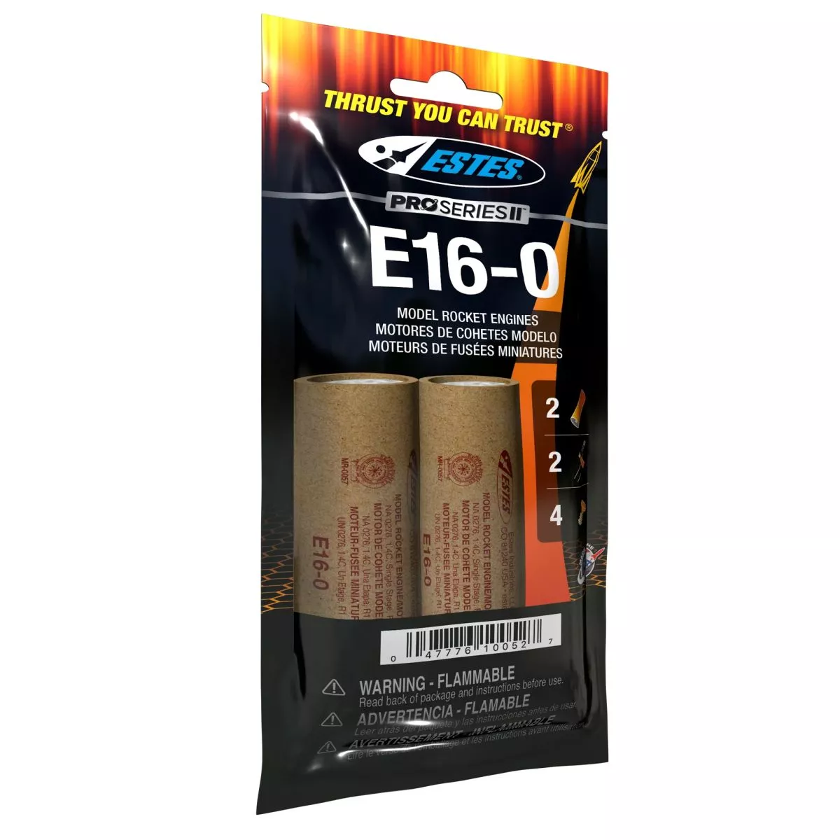 E16-0 29mm Model Rocket Engines (2pk)