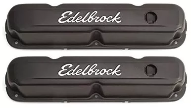 Edelbrock 4473 Valve Cover for Chrysler 318-360 Low Profile Chrome Black Finish